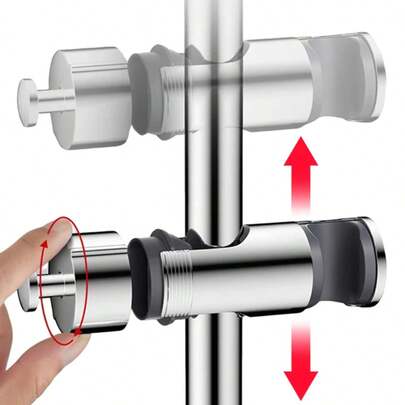 1Pc Adjustable Replacement Hand Shower Bracket For Slide Bar, 360 Rotation Sprayer Holder Universal Bathroom Accessories, Sturdy Wall Mount Shower Head Holder With Headbands Compatibility For Home Hotel Bathroom Daily Use