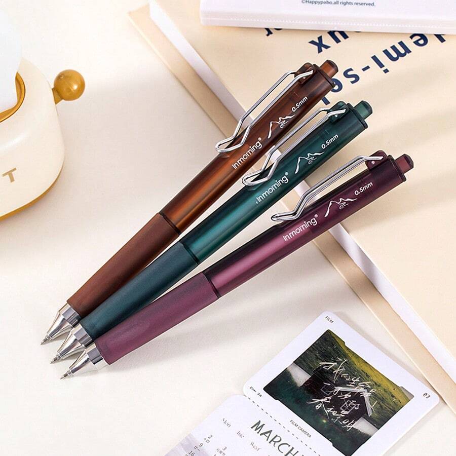3pcs/Box Neutral Pens, Muted Tones, Minimalist Elegant Business Writing Pens, Student Stationery Multi-Functional Minimalist Exam Writing Pens - Gel Pen - View 1