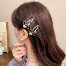 1个可爱蝴蝶结PU皮革发夹，百搭日常佩戴发夹 - 彩色 - 查看 2