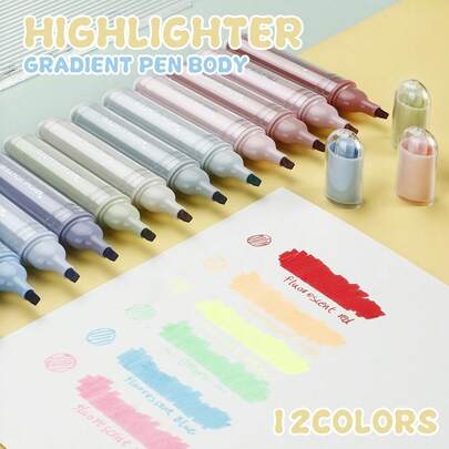 4 piezas Juego de resaltadores pastel degradado, sin sangrado, de secado rápido y protección ocular para escuela, estudio, cuaderno, arte, para estudiantes de vuelta a la escuela, útiles de oficina, diario, toma de notas, dibujo