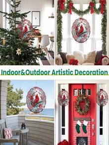 10-Inch Metal Crimson Redbird Wind Chime - Rotating Wind Chime Decor With Redbird And Leaf Pattern, Suitable For Yard, Patio And Lawn Decoration, Christmas And Thanksgiving Decor, All-Season Christmas Decoration - 1PC - View 9