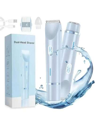 Afeitadora Mujer Eléctrica Portátil, 2 en 1, recortadora inalámbrica para bikini para mujeres, Recortadora de Vello Indolora para Zonas Sensibles, Afeitadora Eléctrica Portátil Recargable