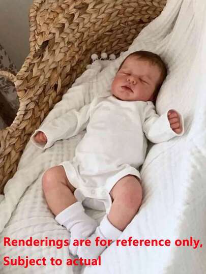 48厘米柔软乙烯基逼真重生娃娃，3D彩绘皮肤，血管清晰可见；19英寸可爱新生儿玩具；手工制作生日礼物（包含随机奶嘴、奶瓶、尿布和服装套装）