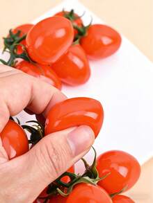 5/10 pièces Tomates cerises artificielles, mini tomates factices réalistes pour décoration, convient pour armoire de cuisine, décoration de la maison, rebord de fenêtre, photographie de fête et accessoires photo - Multicolore - Voir 4