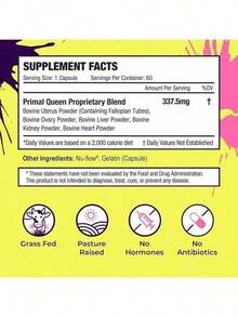 PrimalQueen Women's Organ Complex – GrassFed Beef Liver, Heart, Kidney, Pancreas, Spleen & Thymus – Nutrient Support For Hormone Balance & Energy – 60 Capsules - 2 件裝 - 查看 3