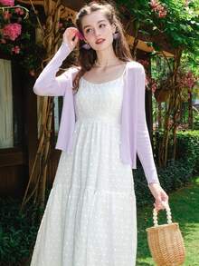 Women's Fashionable Vacation Casual Lightweight Linen Knit Sweater - Purple - View 5