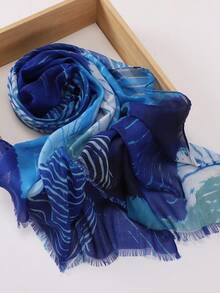 Andningsbar, blygsam hijab, randig, prickig, grafiskt tryck, avslappnad, växtfärgad, batik, mjuk, andningsbar huvudduk, vår/sommar - Multifärgad - Visa 3