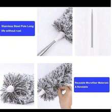 1件装吊扇除尘器，带延长杆、清洁刷、可拆卸可水洗超细纤维吸头，适用于天花板、厨房、客厅、卧室、走廊等场所的吊扇清洁。 - 可伸縮280cm[1桿+除塵撣] - 查看 4