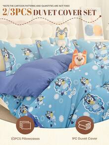 Bluey Bộ 2/3 ga trải giường hình hoạt hình , chất liệu mềm mại, thân thiện với da, thoáng khí, chống xù lông, họa tiết  dễ thương, phù hợp với giường đôi/giường cỡ Full/giường Queen/giường King, sử dụng được quanh năm, có thể giặt máy, lý tưởng cho phòng ngủ, trang trí ký túc xá, trang trí nhà cửa mùa xuân/hè, quà tặng ngày lễ. - Nhiều màu - Xem 2