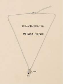 1 pieza Collar de aleación con forma de lágrima minimalista, uso diario de moda para mujeres - Plateado - Ver 4