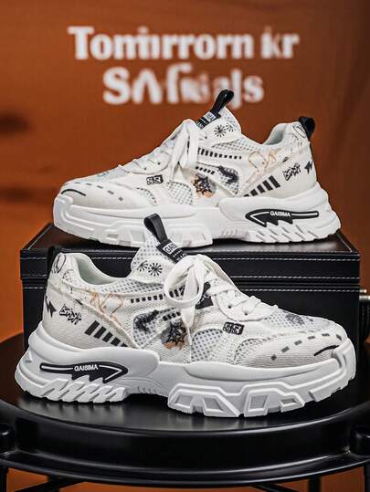 New Casual Niche Low-Top Design Sneakers, Versatile Thick-Sole Athletic Shoes, Fashion Color-Blocking Leisure Outdoor Travel Shoes For Men