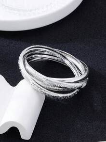 1 Fashionable Bracelet Composed Of Multiple Circles With Delicate Patterns Suitable For Women's Daily Commuting Wear (No Gift Box) - Bright White - View 2