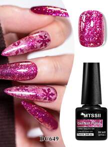 Mtssii 7毫升红紫蓝全息闪粉亮片凝胶指甲油，闪亮半永久可卸美甲油 - 彩色 - 查看 2