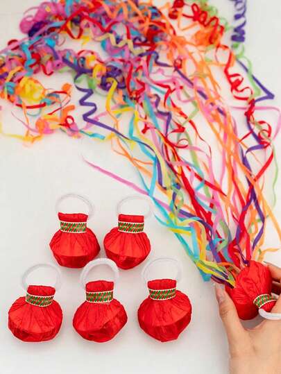 5/10pcs Hand Grenade Confetti Ribbons, Wedding Toss Streamers, Spider Pull Flower Bracelets, Wedding & Birthday Party Decor Supplies