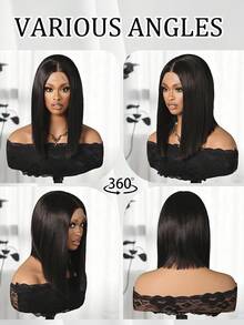 Women's Fashion 12-Inch Black Short Bob Wig Straight Hair, Heat-Resistant Synthetic Fiber, Suitable For Daily Wear And Role Playing Black Short Bob Wig For Women - 13X 3.5 Lace Front Wig With Baby Hair Suitable For Women's Daily Parties, 12Inches Synthetic Fiber Imported From Japan Elastic Mesh Cap Suitable For All People Heat-Resistant Synthetic Fiber Daily Wear & Cosplay, Short Hair Wigs, Cosplay Natural Appearance Black Bob Wig - Black - View 8