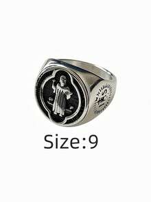 1pc St. Benedict Catholic Religious Men's Ring, 316 Stainless Steel Material, 18K Gold Vacuum Plated Inside & Outside, Durable Waterproof Non-Fading Non-Allergic. Suitable For Religious Events, Theme Parties, And Casual Daily Wear - St. Benedict Men's Ring - View 14