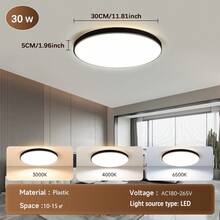 220V LED Ceiling Light, Available In Pure White/Wood Grain/Black/Gold, Home Decor Lighting Fixture, Suitable For Bedroom/Living Room/Study/Closet/Kitchen/Hallway/Studio/Office/Shop, Choose Appropriate Size Based On Usage Needs - LED Three-proof Ceiling Light - View 24