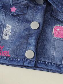 Baby Girls' Fashion Casual Cute 3-Piece Set: Sleeveless Printed Top + Printed Camisole + Printed Simple Shorts - Blue - View 4