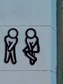1 par de pegatinas de espejo de baño de madera creativas, pegatinas de señal de baño de hombres y mujeres, adecuadas para hoteles, restaurantes y baños del hogar - A - Ver 4