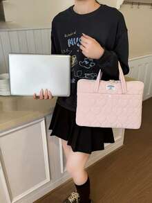 EIGIIS 1 chiếc túi đựng laptop 11/14 inch thêu hình trái tim thời trang - Được làm từ chất liệu nylon mềm mại với khóa kéo, phù hợp cho việc đi lại hàng ngày. - Xem 3