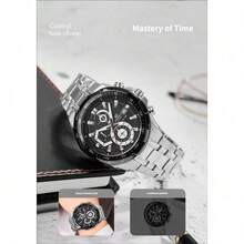 Đồng hồ Casio Edifice Business Sports Quartz dành cho nam, chống nước 100M, dây đeo thép không gỉ, mặt số lớn, đa chức năng. - Một cỡ - Xem 7