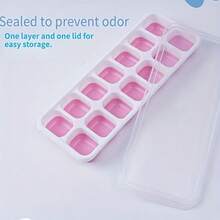 1pc Silicone Baking Tray, Kitchen Tool, Flexible 14-Cavity Mold Tray With Removable Cover And Anti-Spill Lid, Stackable, Suitable For Oven And Freezer - Pink - View 4