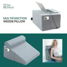 Multi-Functional Triangle Wedge Pillow, Slope Design Helps Improve Sleep Breathing, Prevents Acid Reflux & Heartburn, Relieves Neck, Shoulder & Back Pressure, Stable Support & Comfortable Fit, Dual-Use As Backrest & Sleep Pillow, Ideal For Home & Bedroom - Grey - View 4