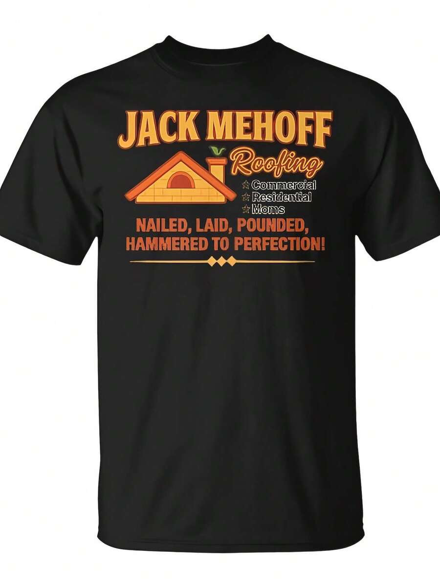 Jack Mehoff Unhinged Risqué Adult Humor Gag Raunchy Meme T-Shirt From Monsterry CA, Unisex, Crew Neck, Regular Fit, Casual Style, Made Of Pure 220G, Comfortable For All Seasons, Plus Size - 黑色 - 查看 1