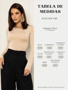 Kit 3 New York Long Sleeve Blouses O-Neck Basic Casual Blouse T-Shirt Women Work - Đen/Trắng/Nâu - Xem 4