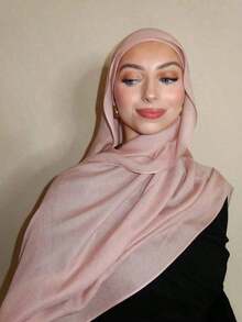 1pc Bohemian Style Watercolor Print Headscarf/Scarf Women, Suitable Outdoor And Daily Wear, Can Be Paired With Outfits - 淺粉色 - 查看 5