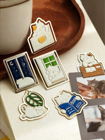 Marcapáginas hueco de metal - Serie de vida de gatitos lindos - Marcador de lectura adorable e interesante con temática de gatos, adecuado para estudiantes, marcapáginas decorativo, marcapáginas de acero inoxidable