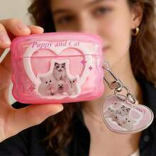 Heart-Shaped Cat Protective Case Compatible With Apple Wireless Charging Case, Scratch-Resistant And Anti-Drop - Clear - View 4