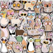 50 Peças Adesivos de Óculos de Animal, Adesivos de Rabiscos Criativos, Suprimentos de Escritório, Adesivos para Celular e Computador, Alto Valor, Requintados, Adesivos Legais, Divertidos, Clássicos, Design de Desenho Animado Colorido, Decoração de Presente, Decoração de Capas de Telefone, Reutilizáveis, Design de Desenho Animado Colorido, Adequado para Garrafas de Água, Skates, Celulares, Etc., Perfeito para Materiais Escolares, Um Ótimo Presente para Feriados - 50pcs - Visão 10