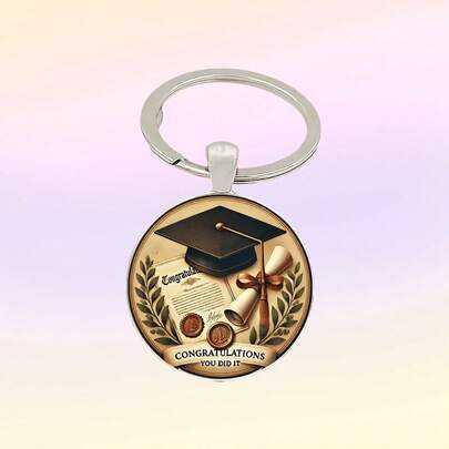 1pc Graduation Commemorative Artificial Gem Keychain - Rose Wreath Design, Engraved With "Congratulations On Your Success", Suitable For Graduates And Teachers, Durable Gift - Perfectly Matches Bags, Cars And Keys
