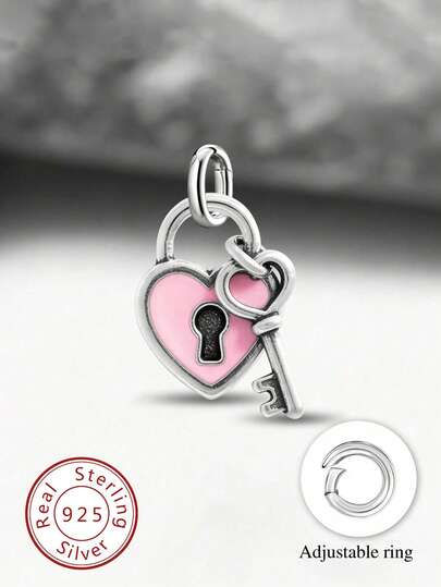 1pc Minimalist Unique 925 Sterling Silver "My Heart Belongs To You" Pendant, DIY Pendant For Mom, Exquisite Jewelry, Christmas Gift For Him And Her