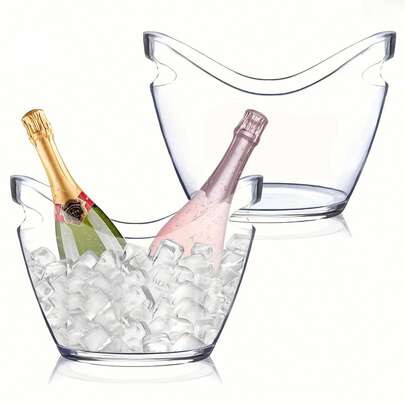 Transparent Champagne Soda Ice Bucket - Suitable For Parties, Bars And Restaurants, Great For Summer, Father's Day And Halloween (Holds 2-3 Bottles)
