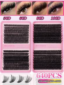 160/648/680/720片D型卷翘假睫毛套装，含胶水、镊子、睫毛刷，适合初学者，大容量睫毛册，可DIY打造不同妆容，浓密蓬松的睫毛可拉长并丰盈双眼，适合日常、婚礼、户外、旅行、晚宴、音乐节等场合，是送给女性的理想礼物。 - 粉色 - 查看 6