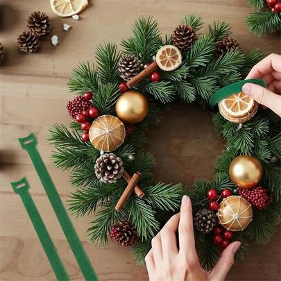 150pcs Adjustable Reusable Nylon Christmas Wreath Ties, Green Holiday Cable Ties With Adjustable Buckle And Loop, Durable Indoor/Outdoor Decorative Straps For Christmas Tree, Wreaths, Garlands, Stairs, Doors, Railings, Garden And Lawn - Multipurpose