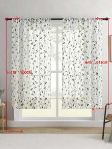 1件刺绣薄纱窗帘，花卉图案，带杆袋，防紫外线，透气，涤纶面料，无衬里，适用于客厅、卧室、餐厅 - 綠色 - 查看 32