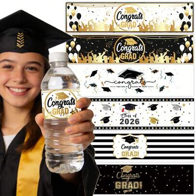 10pcs 2026 Graduation Water Bottle Labels, Class Of 2026 Personalized Stickers Suitable For Graduation,Wedding,Wedding Items,Party Supplies,Graduation Party Supplies,Bachelorette Party Supplies,Graduation Decor,Graduation 2026,Graduation Party Supplies 2026