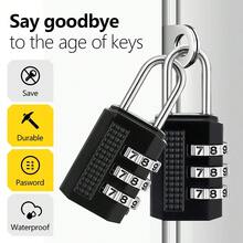 Small Portable Padlock, Combination Lock, 3-Digit Waterproof Outdoor Lock For Door, Suitcase, Bag, Cabinet, Window CNM7 - Blue - View 9