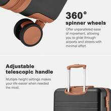 Set di valigie rigide da 3 pezzi, PC+ABS, leggere, bagaglio a mano da 20 pollici, bagaglio da stiva da 24 pollici, bagaglio da viaggio grande da 28 pollici con ruote girevoli a 360°, lucchetto a combinazione, maniglia telescopica, valigia da viaggio business/vacanza per donna, uomo e unisex - Grigio - Visualizzare 3