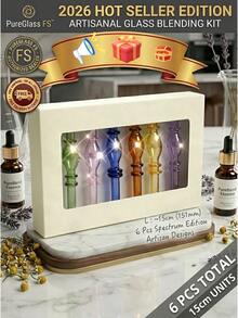 6-Piece Multi-Color Crystal Aroma Diffuser Set, 150mm Optical Grade Borosilicate Rods, Heat Resistant - 6 件裝彩色包裝 - 查看 1
