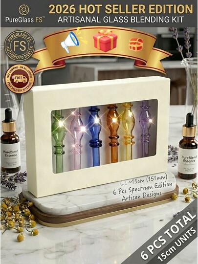 6-Piece Multi-Color Crystal Aroma Diffuser Set, 150mm Optical Grade Borosilicate Rods, Heat Resistant