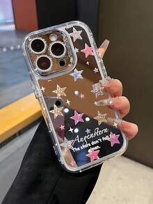 1pc Star Pattern Classic Shockproof Mirror Phone Case Suitable Compatible With Apple 17Pro/17/17Promax/11/12/13/14/12 Pro Max/16 Pro/15 Series Lens Protection, Holiday Gift - Multicolor - View 5