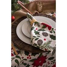 DII 100% algodón Lavable a máquina Cena y día Festivo Mantel Woodland Christmas Napkin 1 6 - Navidad en el bosque - Ver 6
