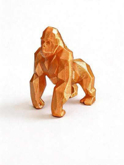 Scultura di gorilla in stile low poly, decorazione da scrivania in stile selvaggio moderno
