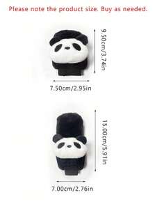 2pcs Winter Plush Car Gear Lever Cover, Gear Cover, Handbrake Cover, Panda Gear Protection Cover, Automatic Manual Transmission Cover, Universal Type Car Accessories - A - View 11