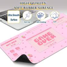 粉色可爱动漫游戏鼠标垫 XXL，草莓牛奶图案大号鼠标垫，美观笔记本电脑键盘垫，女士/女孩全尺寸桌面鼠标垫 - 查看 11