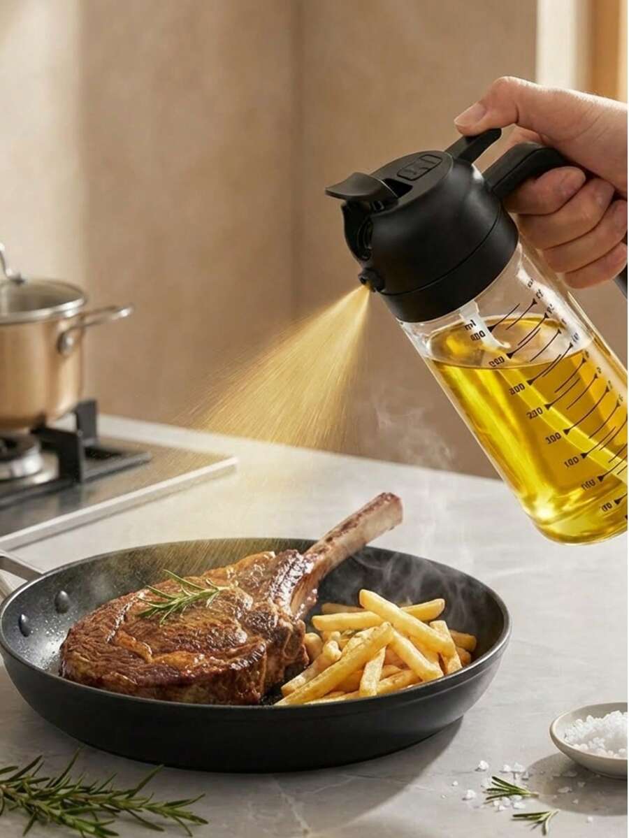 1PC Precise Oil Sprayer With Measurement Scale, PP Oil Mister For Air Fryer, Grilling & Salad, Nano-Level Fine Mist Spray Bottle, Shatterproof & Leak-Proof Kitchen Gadget